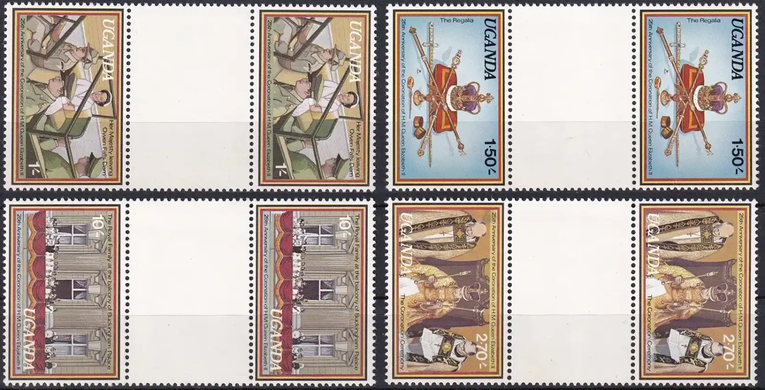 Uganda 1978 The 25th Anniv of Coronation of Queen Elizabeth II. MNH(**) Uganda 1978 The 25th Anniv of Coronation of Queen Elizabeth II. MNH(**)