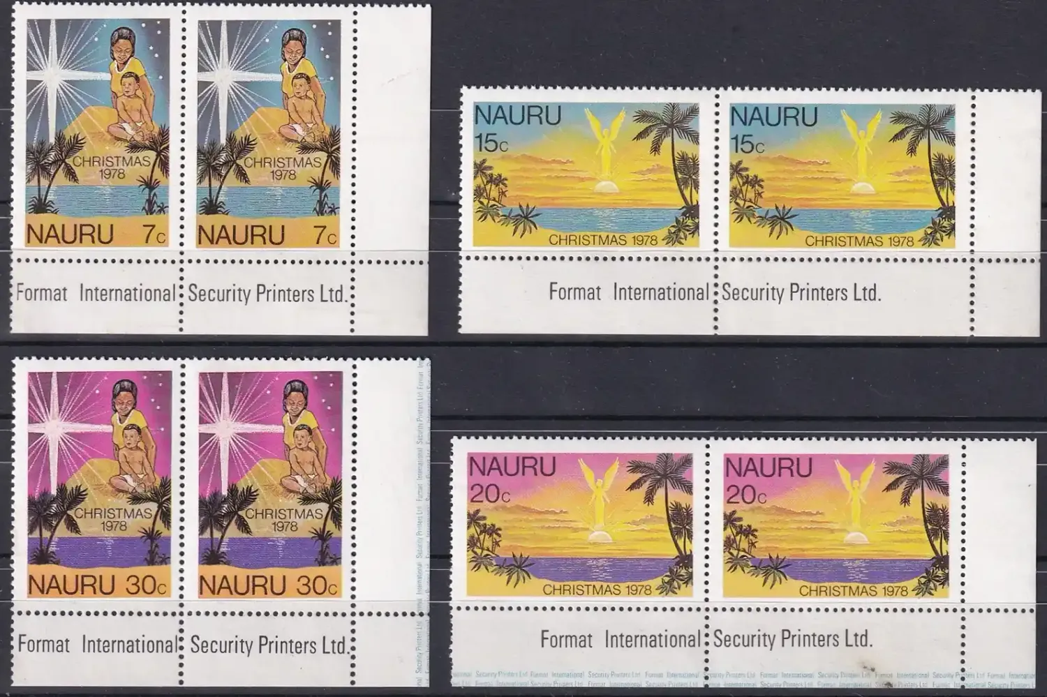 Nauru 1978 Christmas, Imprint Pairs (4v) MNH(**)