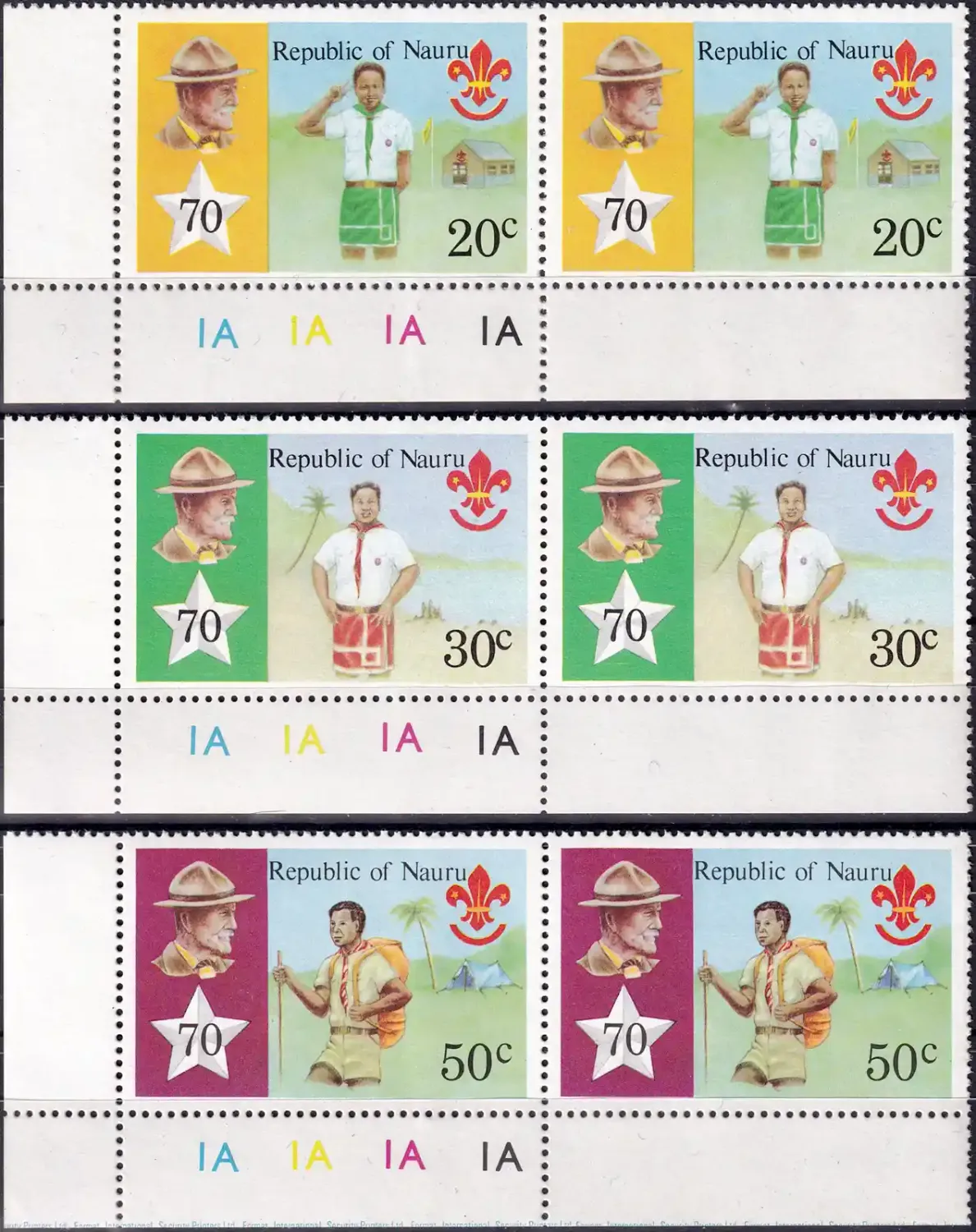 Nauru 1978 The 70th Anniv of Boy Scout Movement, pairs (6v) MNH(**) Nauru 1978 The 70th Anniv of Boy Scout Movement, pairs (6v) MNH(**)