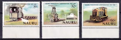 Nauru 1980 Stamp Exhibition, Trains "LONDON 1980" - London, England (3v) MNH(**) Nauru 1980 Stamp Exhibition, Trains "LONDON 1980" - London, England (3v) MNH(**)