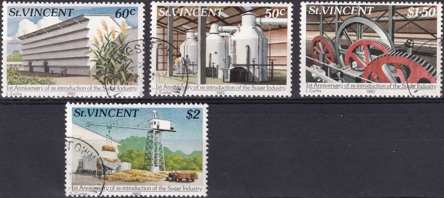 St. Vincent 1982 The 1st Anniv of the Sugar Industry. (4v) CTO, NH(**) St. Vincent 1982 The 1st Anniv of the Sugar Industry. (4v) CTO, NH(**)