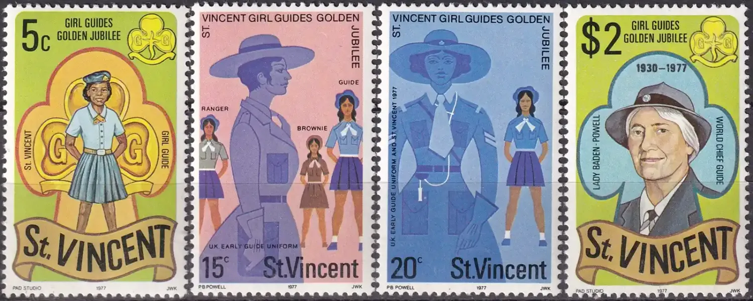 St. Vincent 1977 The 50th Anniv of Girl Guides in St. Vincent. (4v) MNH(**) St. Vincent 1977 The 50th Anniv of Girl Guides in St. Vincent. (4v) MNH(**)