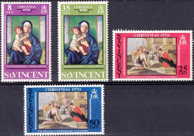St. Vincent 1970 Christmas - Paintings. (4v) MNH(**) St. Vincent 1970 Christmas - Paintings. (4v) MNH(**)