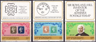 St. Vincent 1979 The 100th Anniv of the Death of Rowland Hill, 1795-1879 (3v) MNH(**) St. Vincent 1979 The 100th Anniv of the Death of Rowland Hill, 1795-1879 (3v) MNH(**)