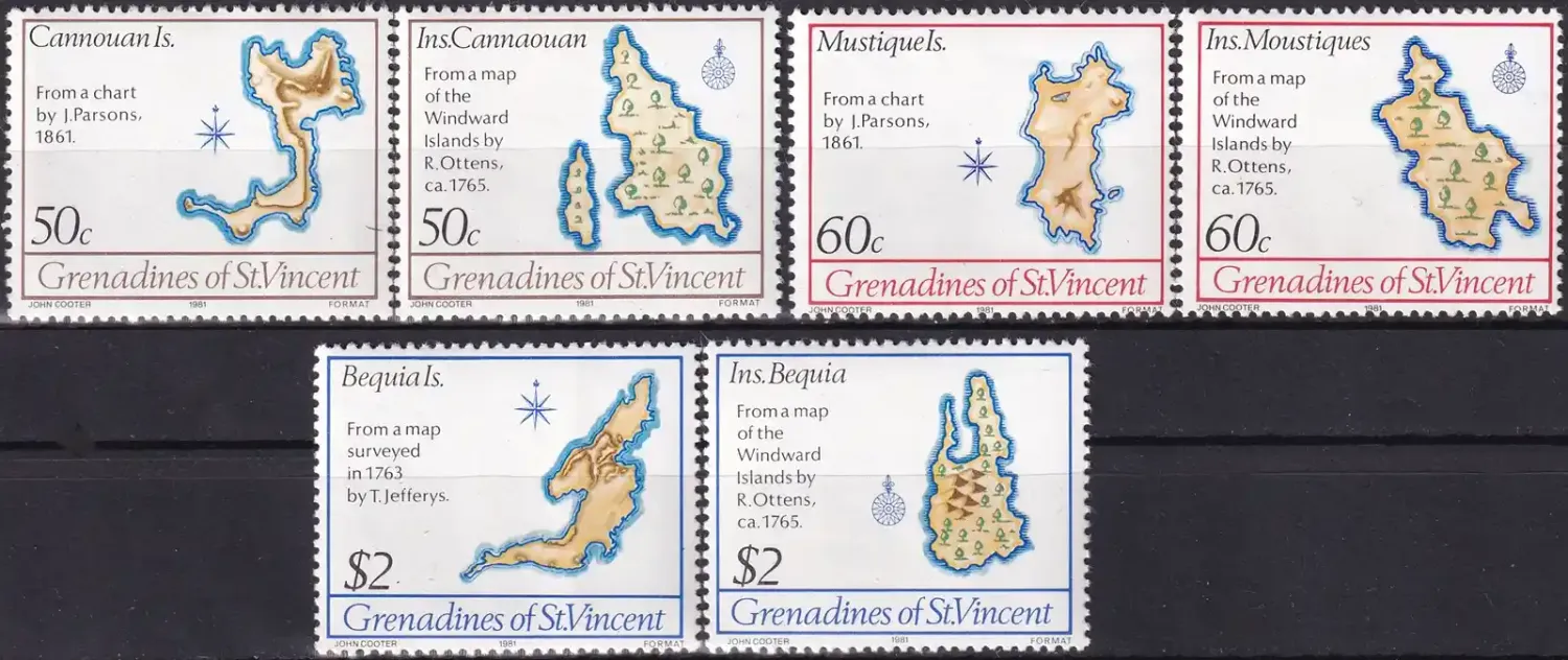 Grenadines Of St. Vincent 1981 Details from Early Maps. MNH(**) Grenadines Of St. Vincent 1981 Details from Early Maps. MNH(**)