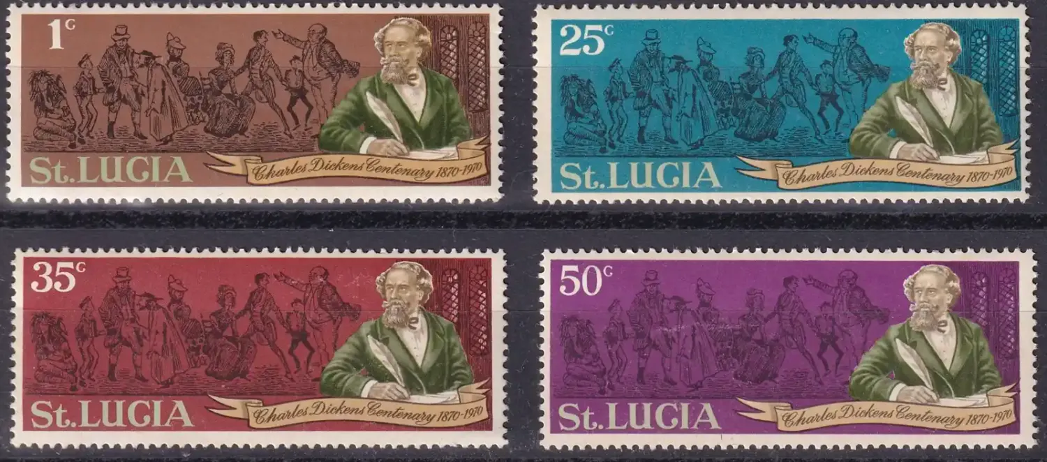 St. Lucia 1970 The 100th Anniv of the Death of Charles Dickens, 1812-1870 (4v)-MNH(**) St. Lucia 1970 The 100th Anniv of the Death of Charles Dickens, 1812-1870 (4v)-MNH(**)