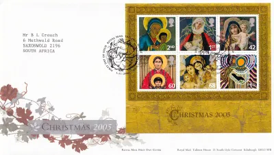 Great Britain 2005 Christmas M/sheet. FDC Great Britain 2005 Christmas M/sheet. FDC