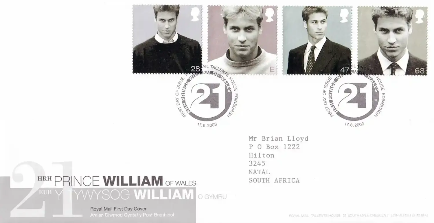 Great Britain 2003 Prince William's 21st Birthday. FDC Great Britain 2003 Prince William's 21st Birthday. FDC