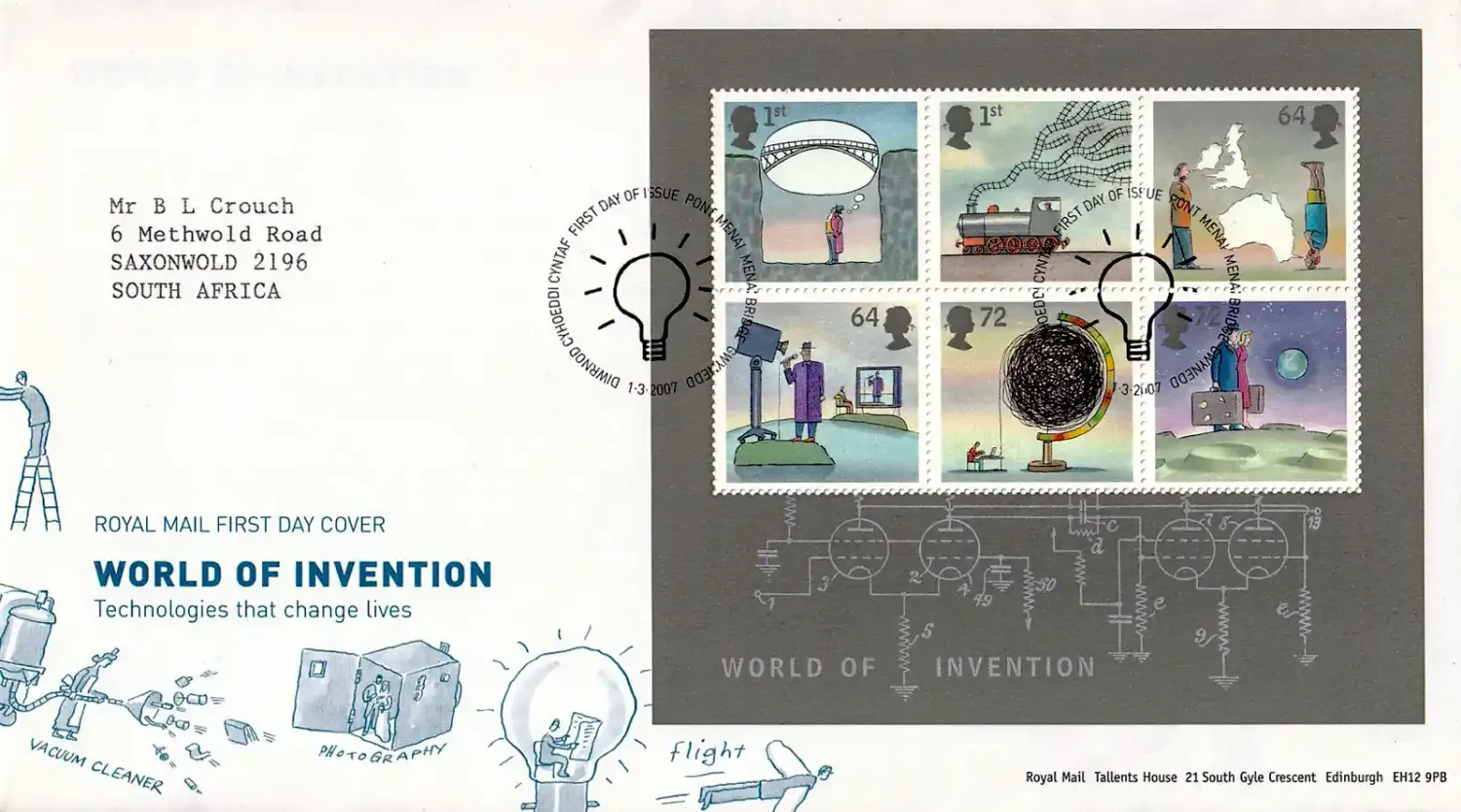 Great Britain 2007 World of Invention MS. FDC