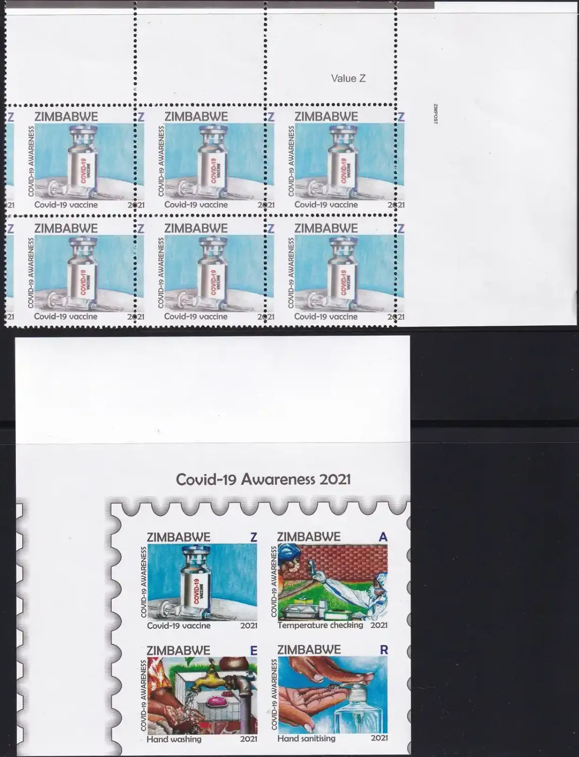 Zimbabwe 2021 COVID (Imperf, Perf Shift). MNH(**)