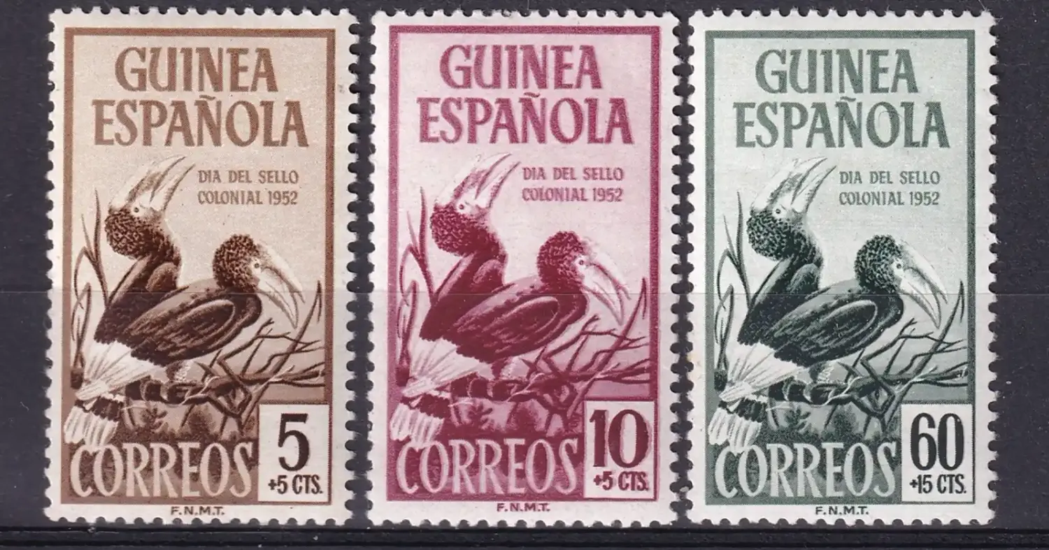Spanish Guinea 1952 Birds, Brown-Cheeked Hornbill (3v)-MNH (**)