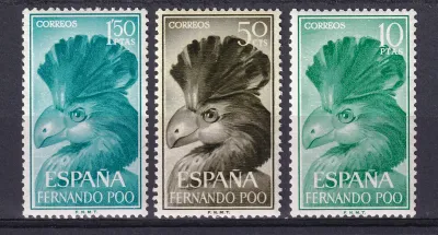 Spain (Fernando Po) 1964 Birds, Great Blue Turaco (3v)-MNH (**) Spain (Fernando Po) 1964 Birds, Great Blue Turaco (3v)-MNH (**)