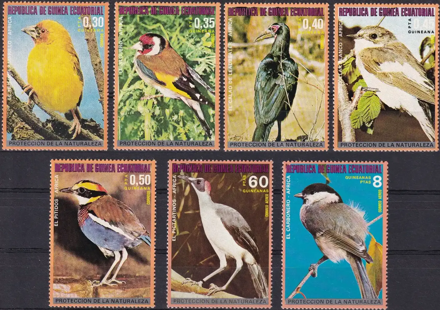 Equatorial Guinea, 1976 African Birds (7v). MNH Equatorial Guinea, 1976 African Birds (7v). MNH