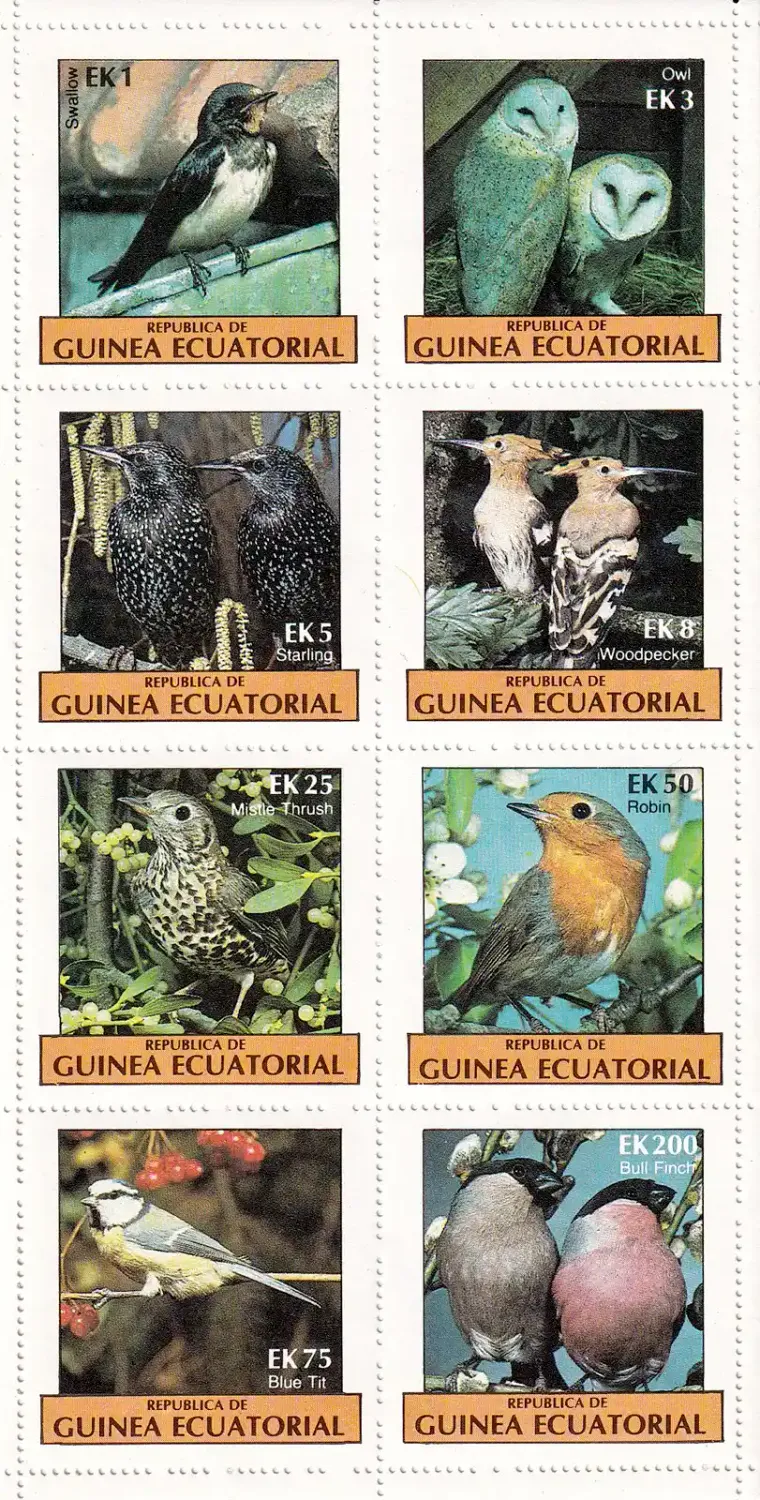 Equatorial Guinea, 1977 Birds, Owls (s/8v). MNH Equatorial Guinea, 1977 Birds, Owls (s/8v). MNH
