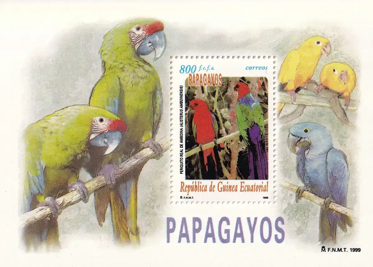 Equatorial Guinea, 1999 Parrots (ss/1v). MNH Equatorial Guinea, 1999 Parrots (ss/1v). MNH