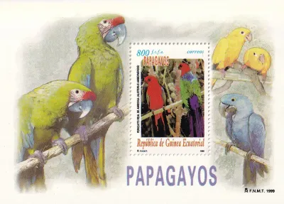 Equatorial Guinea, 1999 Parrots (ss/1v). MNH Equatorial Guinea, 1999 Parrots (ss/1v). MNH