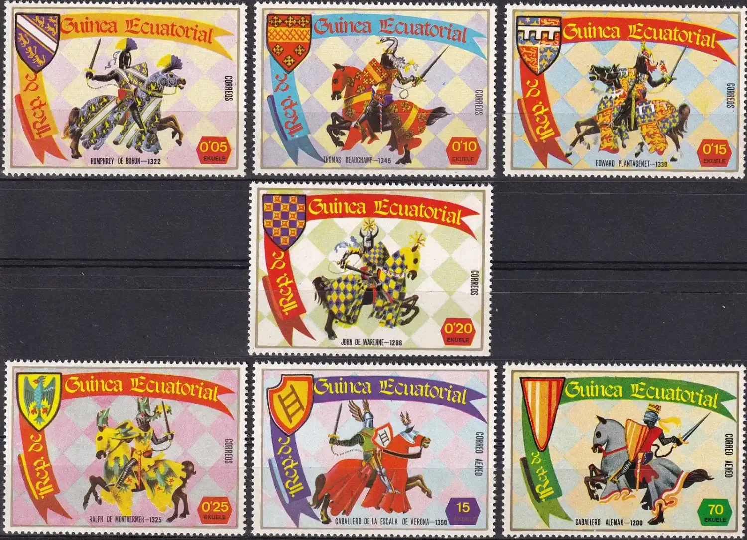 Equatorial Guinea, 1978 Knights (7v). MNH Equatorial Guinea, 1978 Knights (7v). MNH