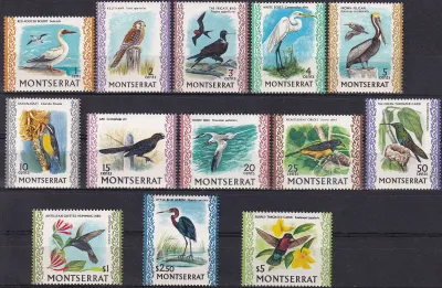 Montserrat 1970-74 Birds (13v) - MNH(**) Montserrat 1970-74 Birds (13v) - MNH(**)