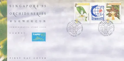 Singapore 1993 Stamp Exhibition "TAIPEI '93" -Stamp Exhibition "SINGAPORE '95" - Flowers, Orchids. FDC Singapore 1993 Stamp Exhibition "TAIPEI '93" -Stamp Exhibition "SINGAPORE '95" - Flowers, Orchids. FDC