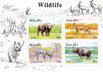 Malawi 1991 Wildlife, Mammals (ss/4v). MNH Malawi 1991 Wildlife, Mammals (ss/4v). MNH