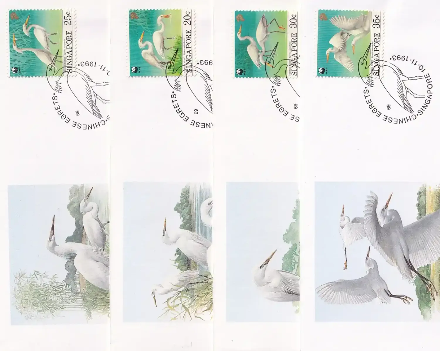 Singapore 1993 Birds, WWF set. FDC Singapore 1993 Birds, WWF set. FDC
