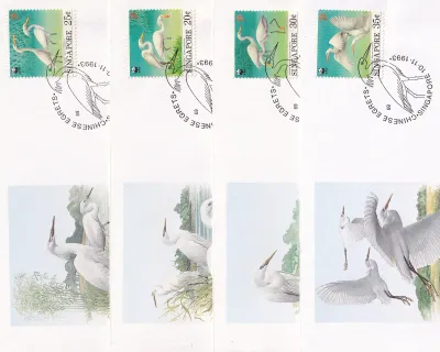 Singapore 1993 Birds, WWF set. FDC Singapore 1993 Birds, WWF set. FDC