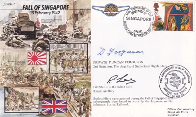 Great Britain 1992 (RAF) Fall of Singapore WWII Signed FDC Great Britain 1992 (RAF) Fall of Singapore WWII Signed FDC
