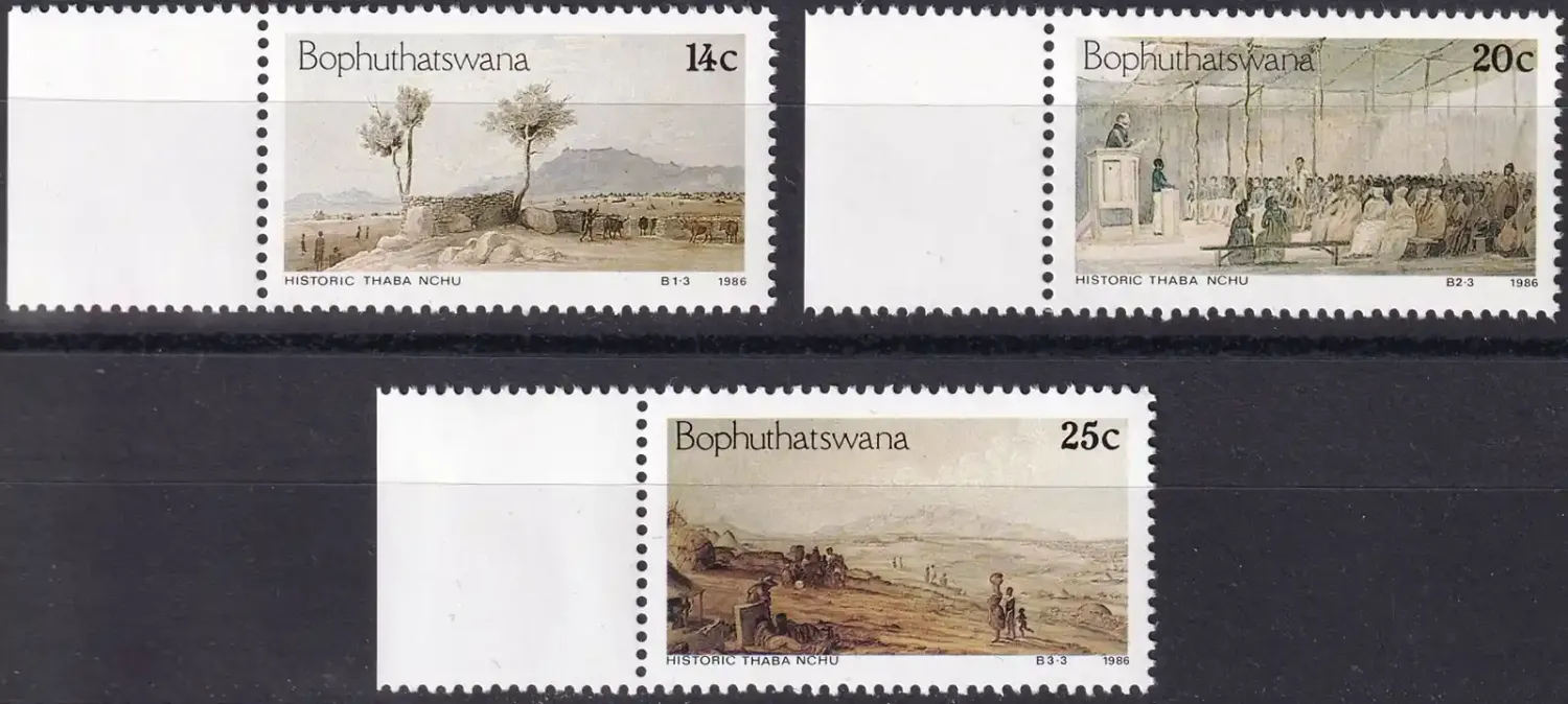 Bophuthatswana 1986 Paintings of Thaba 'Nchu (3v). MNH(**) Bophuthatswana 1986 Paintings of Thaba 'Nchu (3v). MNH(**)