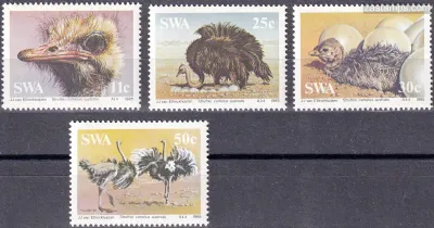 South West Africa 1985 South African Birds, Ostrich (4v). MNH(**) South West Africa 1985 South African Birds, Ostrich (4v). MNH(**)