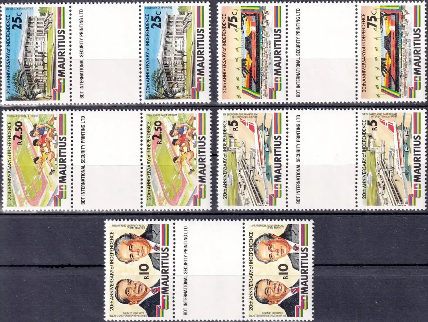 Mauritius 1988 The 20th Anniv of Independence (Gutter/Pairs). MNH(**)