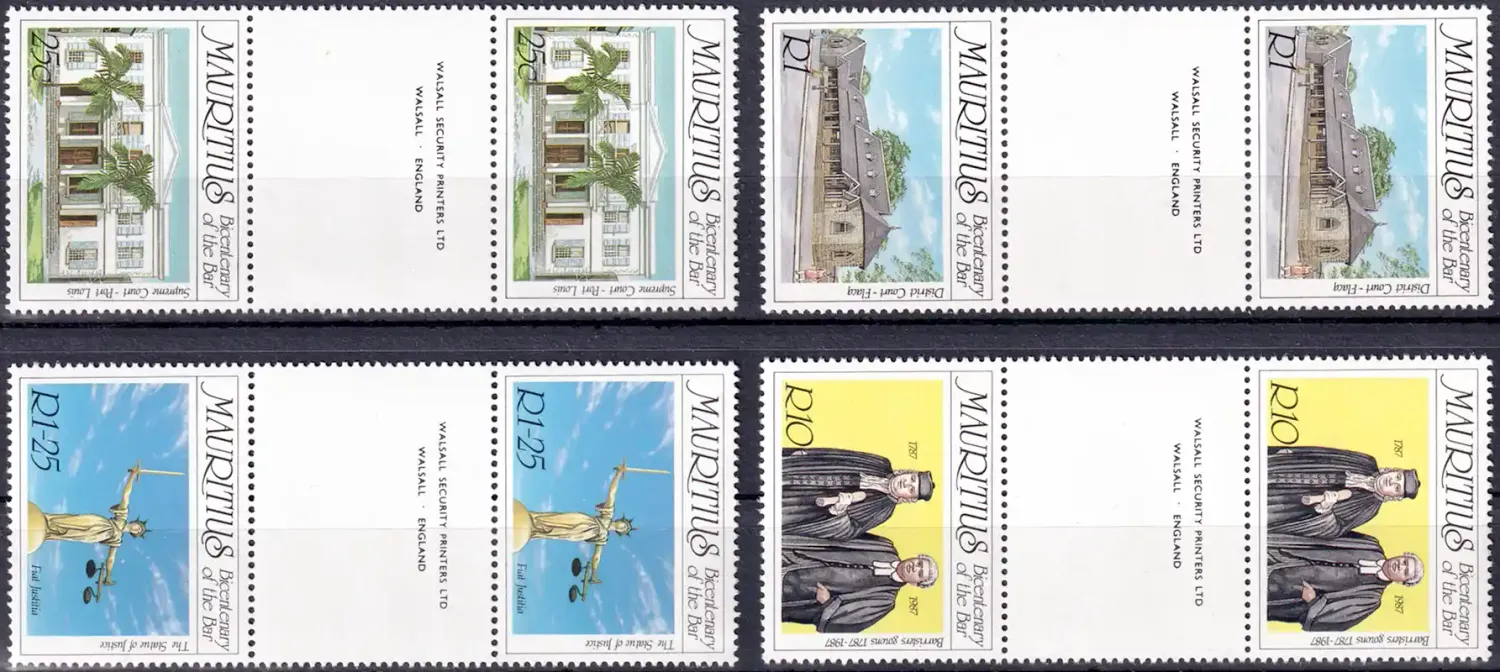 Mauritius 1987 The 200th Anniv of Jurisdiction (Gutter/Pairs). MNH(**) Mauritius 1987 The 200th Anniv of Jurisdiction (Gutter/Pairs). MNH(**)