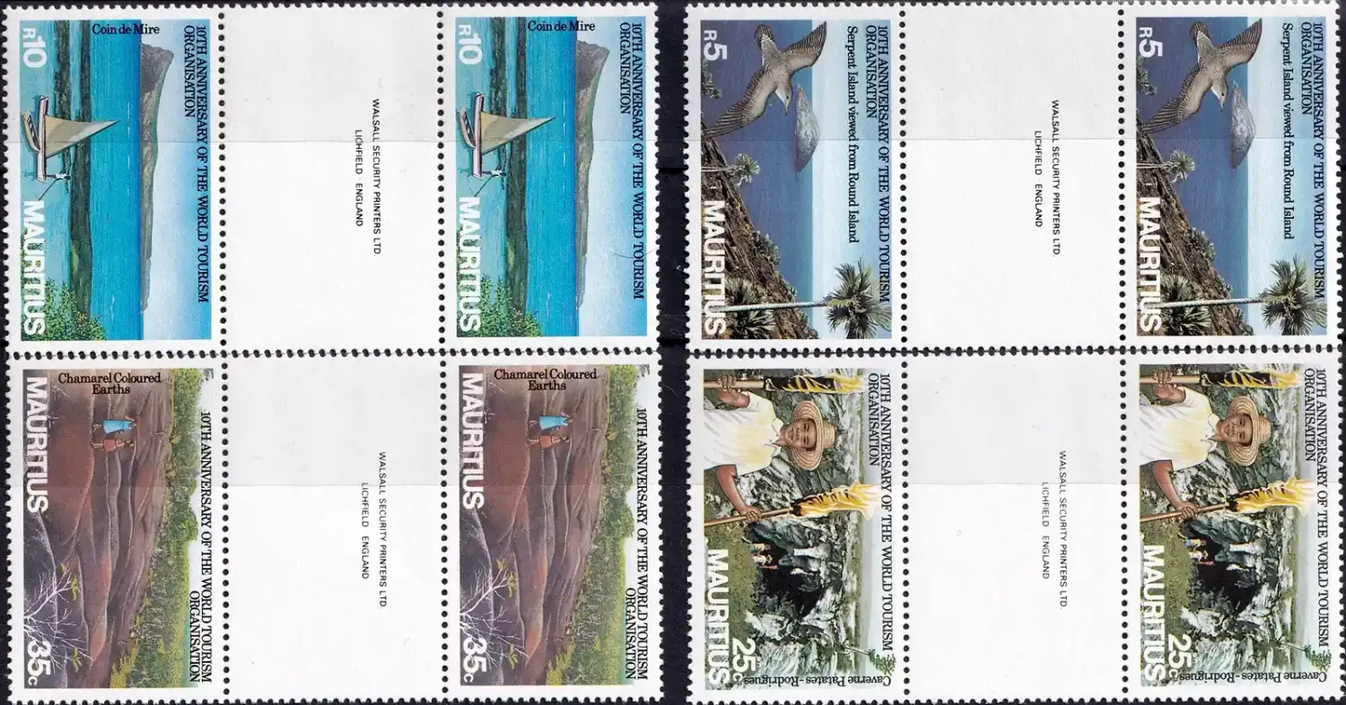 Mauritius 1985 World Tourism Organization (Gutter Pairs). MNH(**) Mauritius 1985 World Tourism Organization (Gutter Pairs). MNH(**)