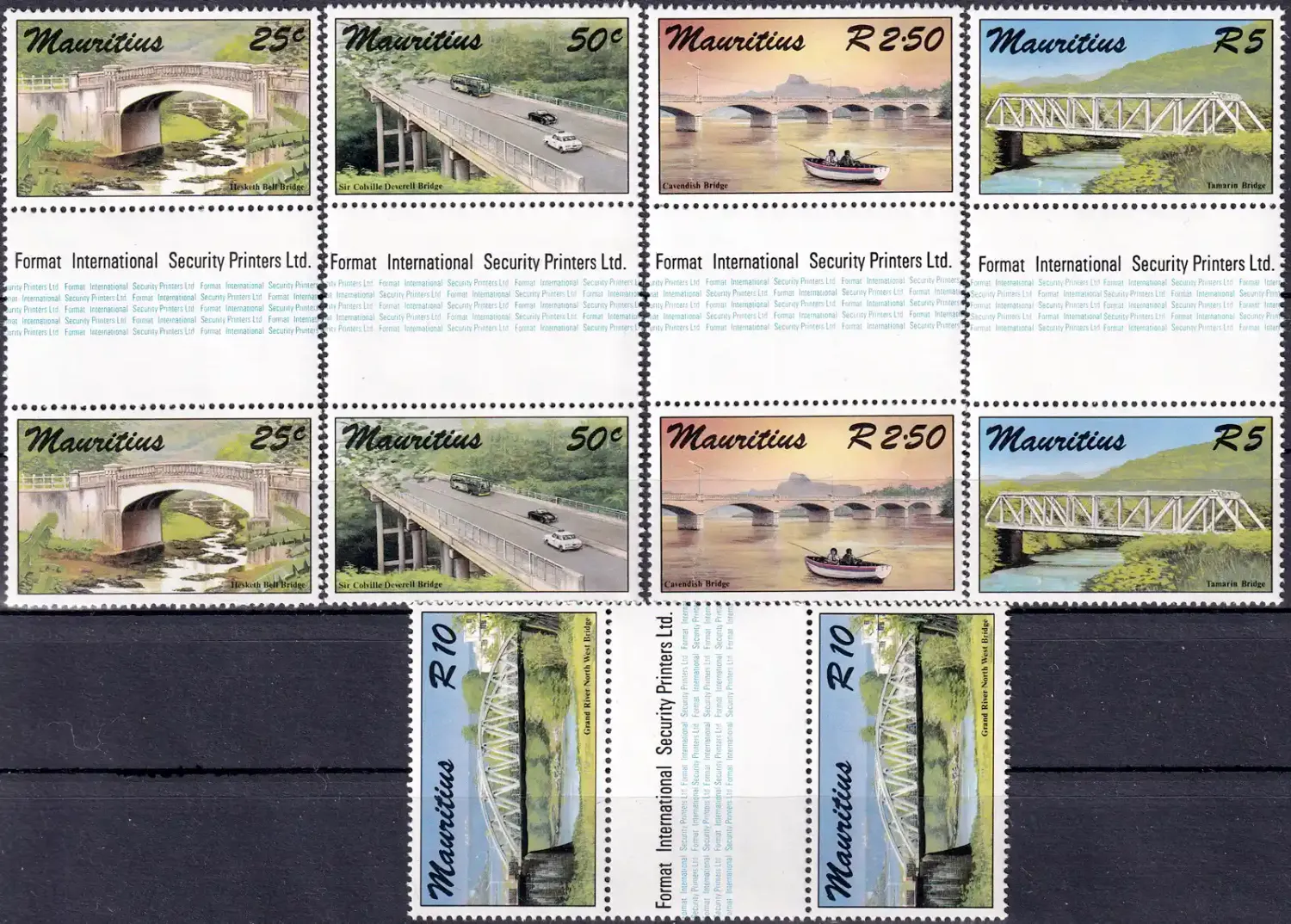 Mauritius 1987 Bridges (Gutter Pairs). MNH(**) Mauritius 1987 Bridges (Gutter Pairs). MNH(**)