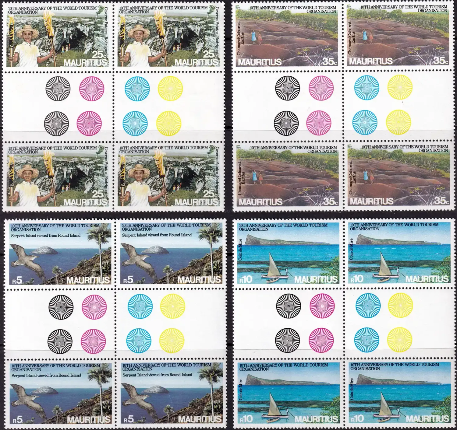 Mauritius 1985 World Tourism Organization (Gutter Blocks). MNH(**)