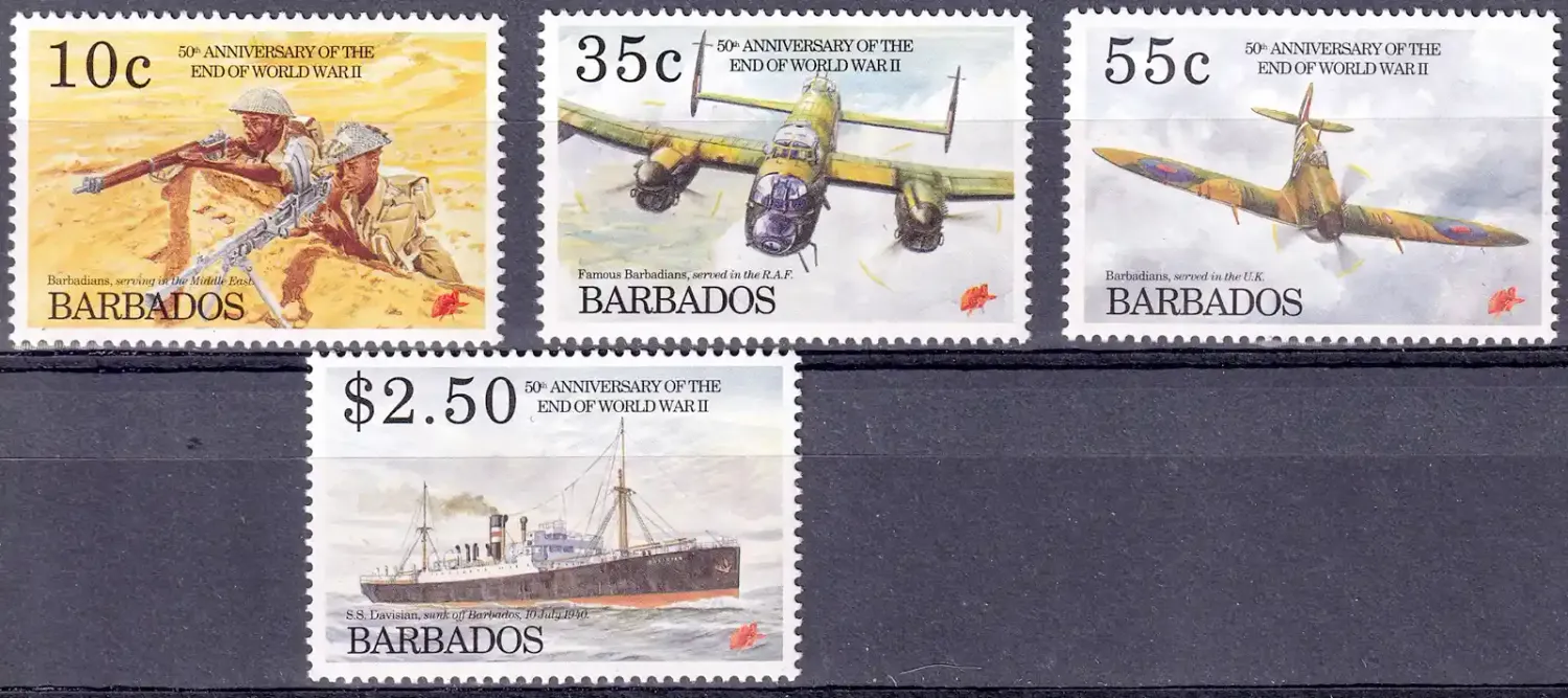 Barbados 1995 The 50th Anniv of End of Second World War (4v). MNH(**) Barbados 1995 The 50th Anniv of End of Second World War (4v). MNH(**)