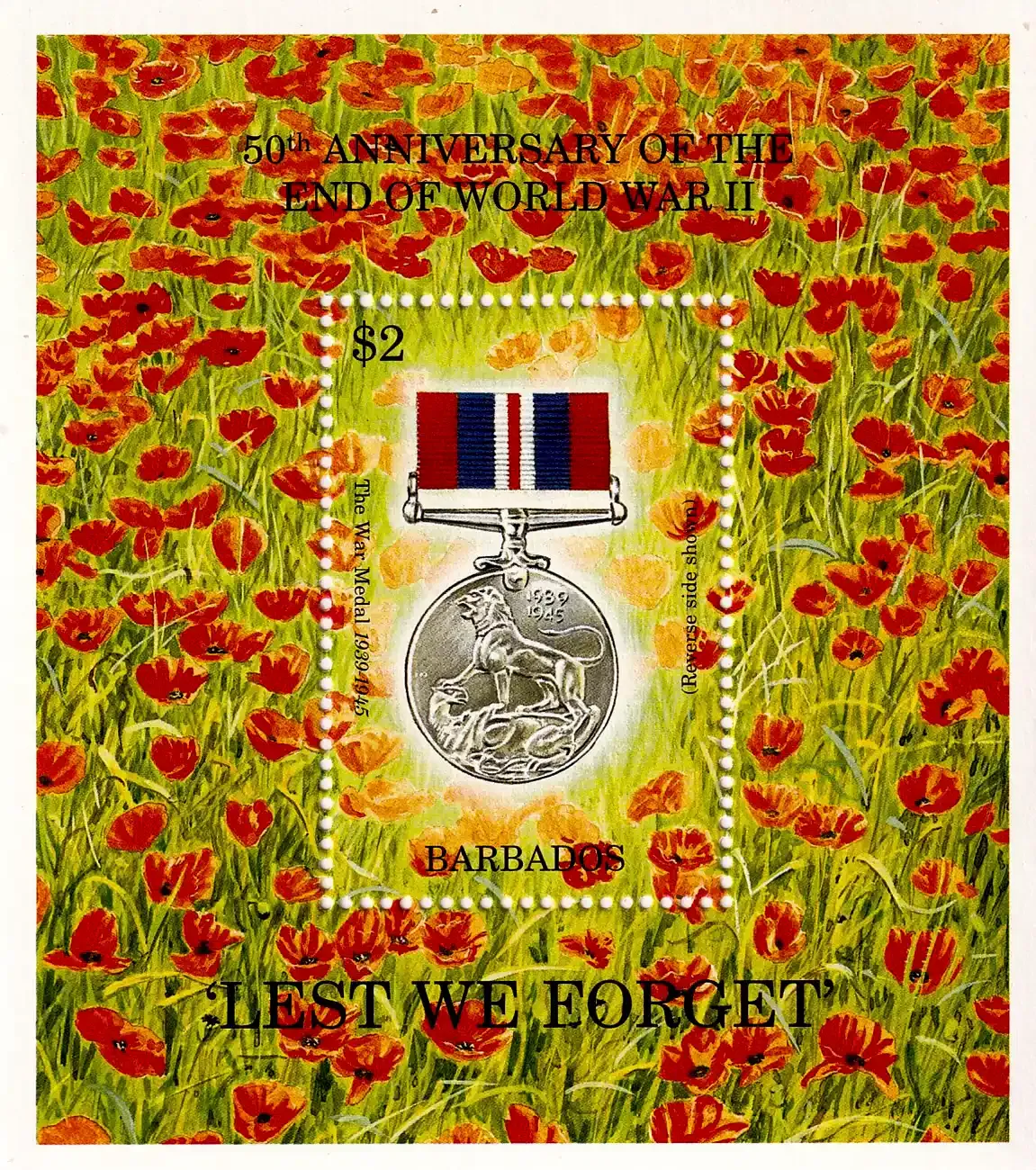 Barbados 1995 The 50th Anniv of End of Second World War (ss/1v). MNH(**) Barbados 1995 The 50th Anniv of End of Second World War (ss/1v). MNH(**)