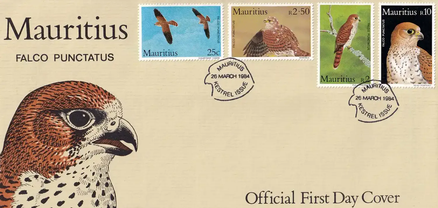 Mauritius 1984 Mauritius Kestrel, Birds of Prey. FDC Mauritius 1984 Mauritius Kestrel, Birds of Prey. FDC