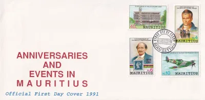Mauritius 1991 Anniversaries and Events (4v). FDC Mauritius 1991 Anniversaries and Events (4v). FDC