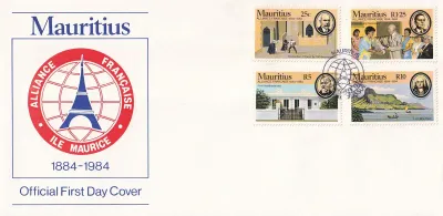 Mauritius 1984 The 100th Anniv of French Cultural Institute FDC Mauritius 1984 The 100th Anniv of French Cultural Institute FDC