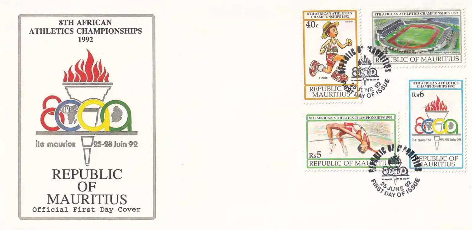 Mauritius 1992 African Athletics Championships, FDC Mauritius 1992 African Athletics Championships, FDC