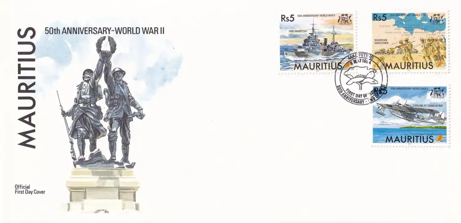 Mauritius 1995 The 50th Anniv of the End of the Second World War, FDC Mauritius 1995 The 50th Anniv of the End of the Second World War, FDC