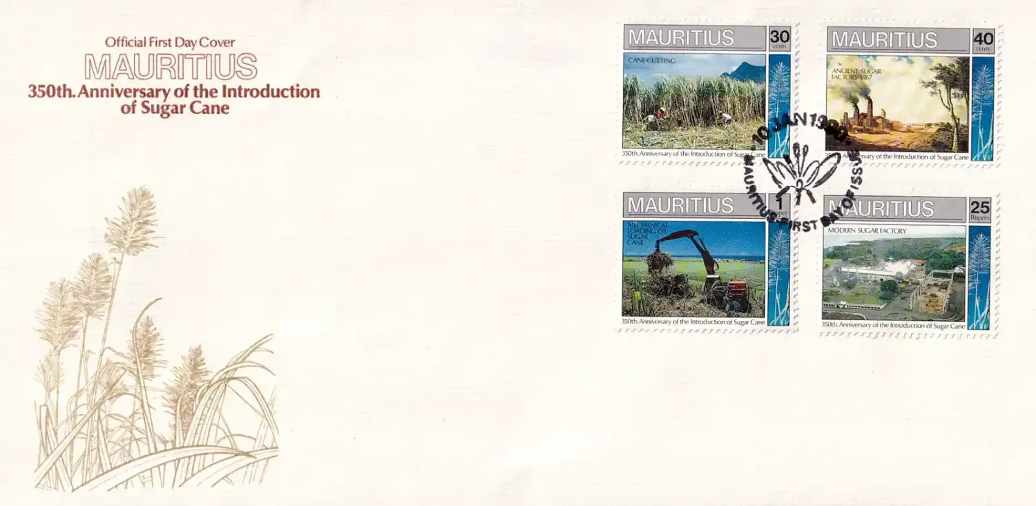 Mauritius 1990 The 350th Anniv of the Introduction of Sugar Cane to Mauritius FDC Mauritius 1990 The 350th Anniv of the Introduction of Sugar Cane to Mauritius FDC