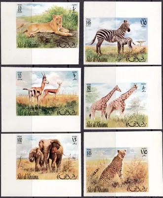 Ras Al-Khaimah 1972 Wildlife Imperf set. MNH(**)