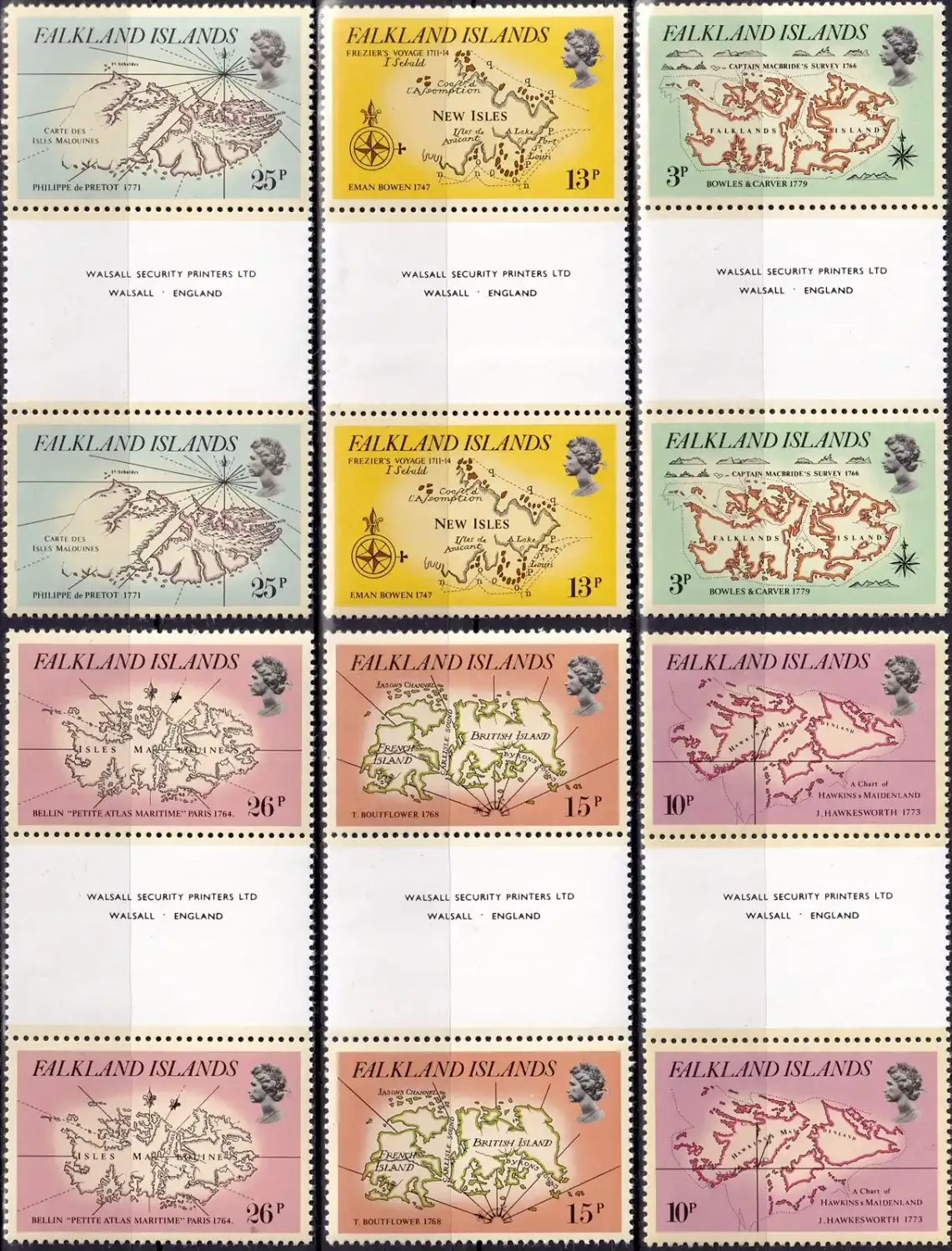 Falkland Islands 1981 Early Maps of Falkland Islands (Gutter Pairs). MNH(**) Falkland Islands 1981 Early Maps of Falkland Islands (Gutter Pairs). MNH(**)