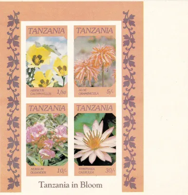 Tanzania 1986 Flowers. (Variety, Imperf) (ss/4v) MNH(**) Tanzania 1986 Flowers. (Variety, Imperf) (ss/4v) MNH(**)
