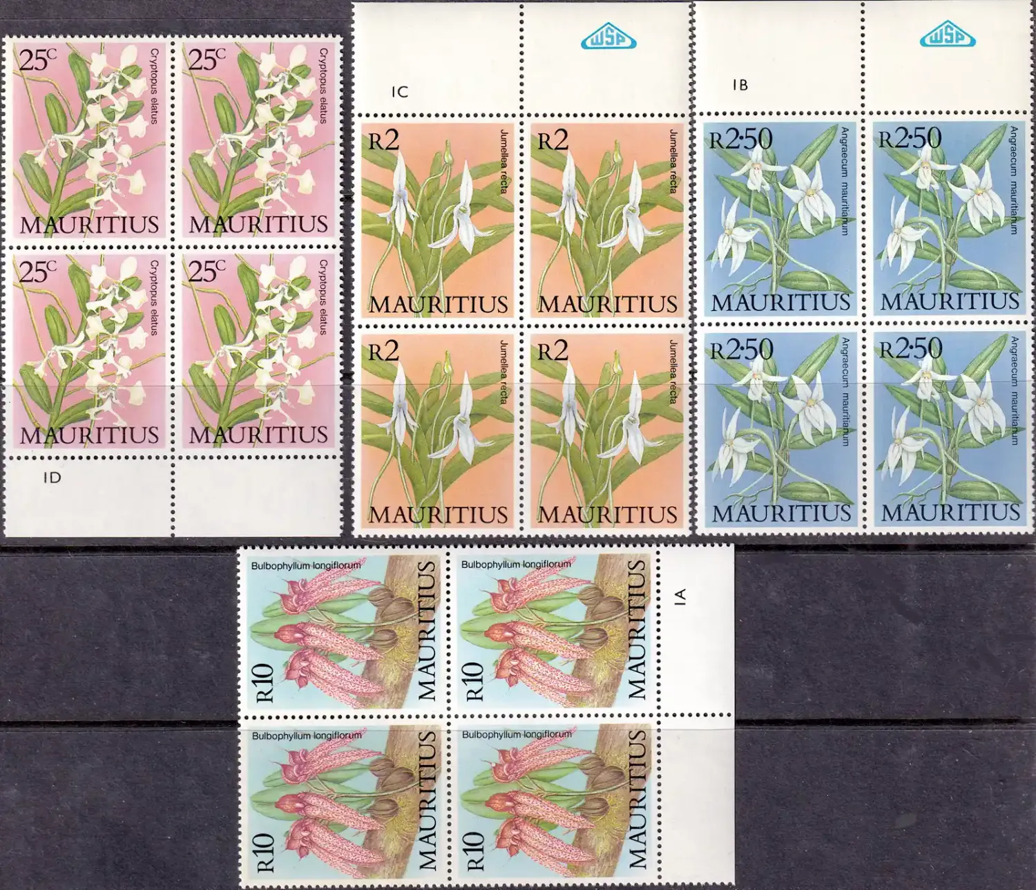 Mauritius 1986 Orchids, Flowers (Blocks/4v). MNH(**) Mauritius 1986 Orchids, Flowers (Blocks/4v). MNH(**)