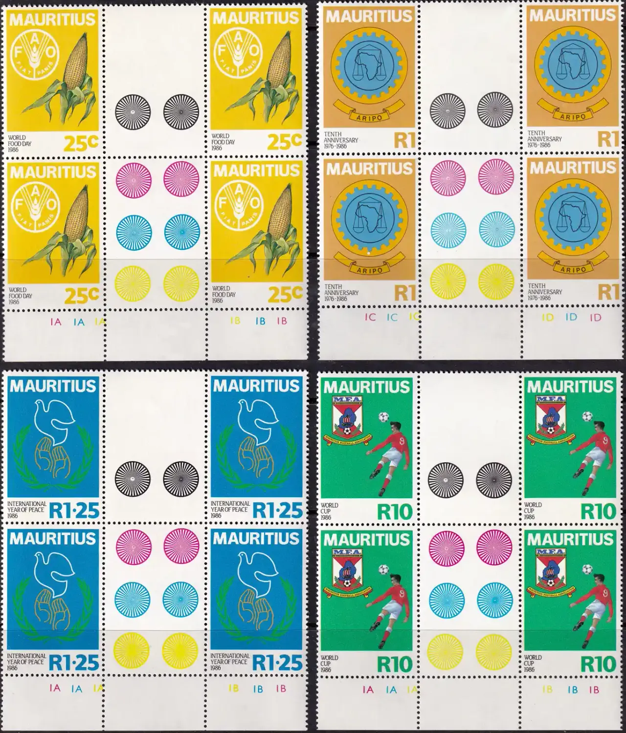 Mauritius 1986 Anniversaries and Events (Gutter Blocks/4v). MNH(**)