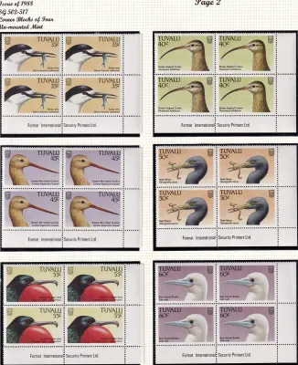Tuvalu 1988 Birds C/Blocks. MNH(**)