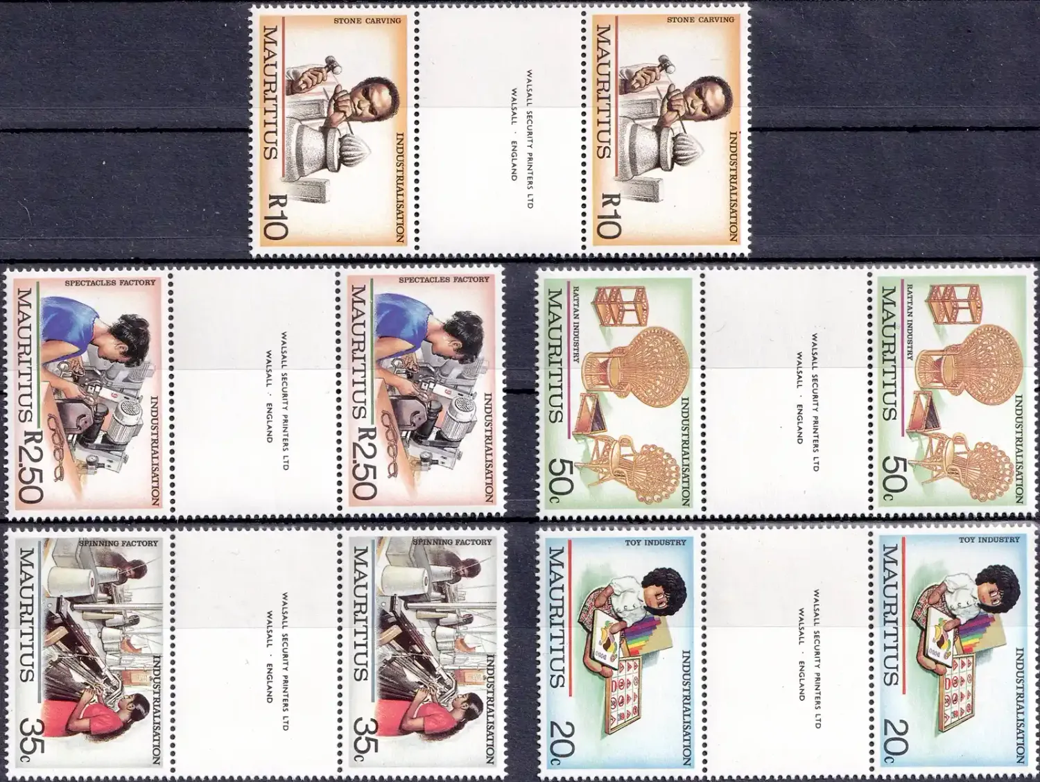 Mauritius 1987 Industrialisation Gutter Pairs. MNH(**) Mauritius 1987 Industrialisation Gutter Pairs. MNH(**)