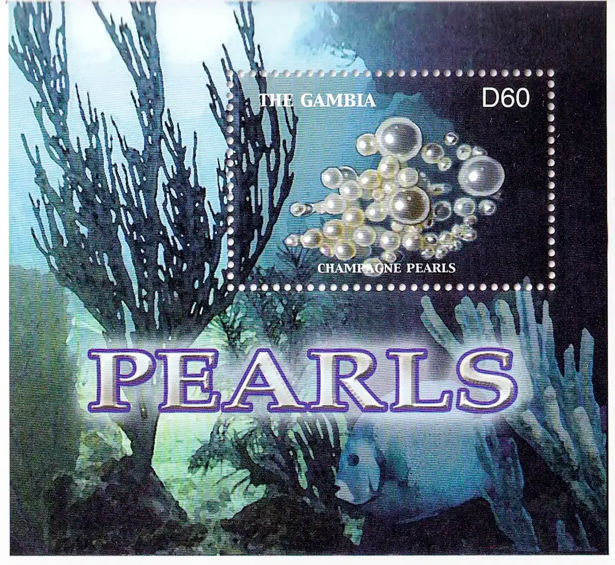 Gambia 2003 Pearls, Marine Life. (ss/v1)-MNH(**) Gambia 2003 Pearls, Marine Life. (ss/v1)-MNH(**)